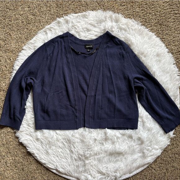 Torrid Crop Knit Sweater Cardigan Lightweight Blue Stretchy Womens Size 1X - Picture 1 of 6